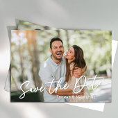 Elegantes Script Save the Date Foto Hochzeit Einladung