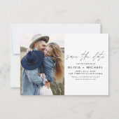 Elegantes Script Save the Date Foto Minimalistisch (Vorderseite)