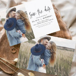 Elegantes Script Save the Date Foto Minimalistisch<br><div class="desc">Hochzeit Speichern Sie die Datumskarten,  die ein Foto auf der Vorder- und Rückseite haben. Die Save the Date-Karten enthalten eine moderne,  handgeschriebene,  kursive Schriftzeichen-Typografie,  die elegant,  einfach und modern nach dem Hochzeitstag zu verwenden sind.</div>