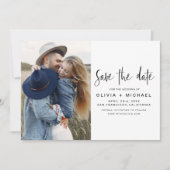 Elegantes Script Save the Date Foto Minimalistisch (Vorderseite)