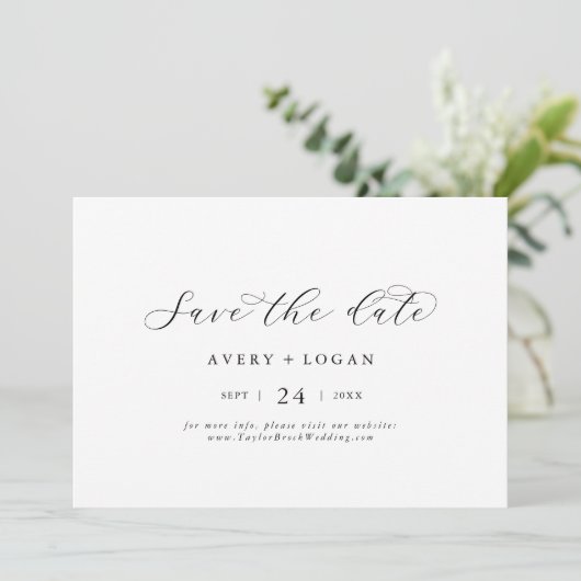 Elegantes Script Save the Date horizontal (Stehend Vorderseite)