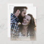 Elegantes Script Save the Date Verlobung Foto Ankündigungspostkarte (Vorne/Hinten)