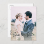 Elegantes Script Save the Date Verlobung Foto Ankündigungspostkarte (Vorne/Hinten)
