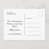 Elegantes Script Save the Date Verlobung Foto Ankündigungspostkarte (Rückseite)