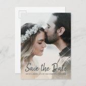 Elegantes Script Save the Date Verlobung Foto Ankündigungspostkarte (Vorne/Hinten)