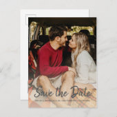 Elegantes Script Save the Date Verlobung Foto Ankündigungspostkarte (Vorne/Hinten)