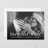 Elegantes Script Save the Date Verlobung Foto Ankündigungspostkarte (Vorne/Hinten)