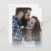 Elegantes Script Save the Date Verlobung Foto Ankündigungspostkarte (Vorne/Hinten)