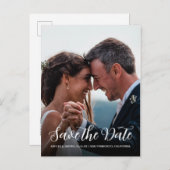 Elegantes Script Save the Date Verlobung Foto Ankündigungspostkarte (Vorne/Hinten)