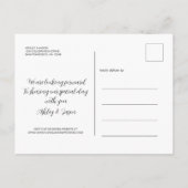 Elegantes Script Save the Date Verlobung Foto Ankündigungspostkarte (Rückseite)