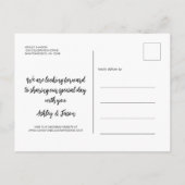 Elegantes Script Save the Date Verlobung Foto Ankündigungspostkarte (Rückseite)