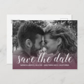 Elegantes Script Save the Date Verlobung Foto Ankündigungspostkarte (Vorne/Hinten)