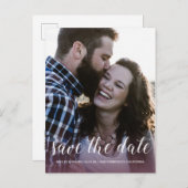 Elegantes Script Save the Date Verlobung Foto Ankündigungspostkarte (Vorne/Hinten)