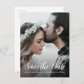 Elegantes Script Save the Date Verlobung Foto Ankündigungspostkarte (Vorne/Hinten)