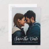 Elegantes Script Save the Date Verlobung Foto Ankündigungspostkarte (Vorne/Hinten)