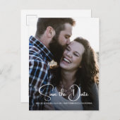 Elegantes Script Save the Date Verlobung Foto Ankündigungspostkarte (Vorne/Hinten)