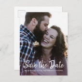 Elegantes Script Save the Date Verlobung Foto Ankündigungspostkarte (Vorne/Hinten)