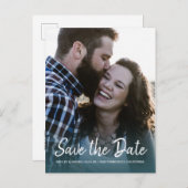 Elegantes Script Save the Date Verlobung Foto Ankündigungspostkarte (Vorne/Hinten)