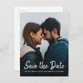 Elegantes Script Save the Date Verlobung Foto Ankündigungspostkarte (Vorne/Hinten)