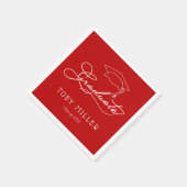 Elegantes Script Scarlet Roter Abschluss Napkins Serviette (Ecke)