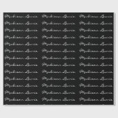 Elegantes Script Schlicht Black Name Calligraphy Geschenkpapier (Flach)