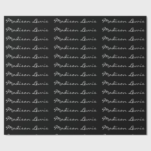 Elegantes Script Schlicht Black Name Calligraphy Geschenkpapier (Flach)