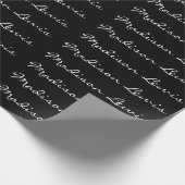 Elegantes Script Schlicht Black Name Calligraphy Geschenkpapier (Ecke)
