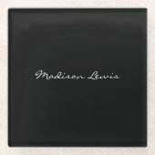 Elegantes Script Schlicht Black Name Calligraphy Glasuntersetzer (Vorderseite)