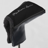 Elegantes Script Schlicht Black Name Calligraphy Golf Headcover (3/4 Vorderseite)