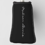 Elegantes Script Schlicht Black Name Calligraphy Golf Headcover (Rotieren 90)