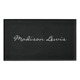 Elegantes Script Schlicht Black Name Calligraphy Namenschild
