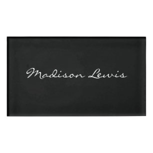 Elegantes Script Schlicht Black Name Calligraphy Namenschild