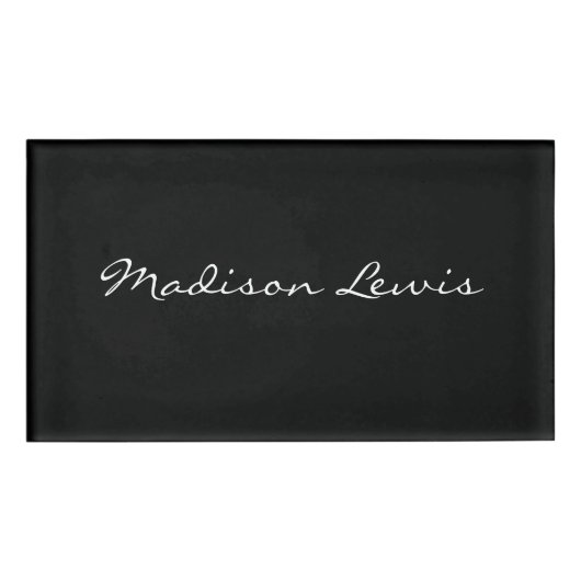 Elegantes Script Schlicht Black Name Calligraphy Namenschild (Vorderseite)