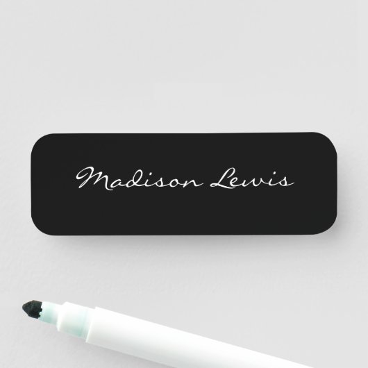 Elegantes Script Schlicht Black Name Calligraphy Namensschild (Beispiel)