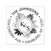 Elegantes Script Schriftart Tropical Wreath Monogr Permastempel (Design)