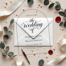 Elegantes Script Schwarz und Weiß Einfache Hochzei Acryleinladungen