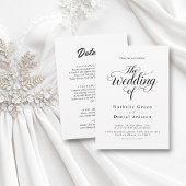 Elegantes Script Schwarz und Weiß Einfache Hochzei Einladung