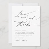 Elegantes Script Schwarz und Weiß Klassische Hochz Dankeskarte (Vorderseite)