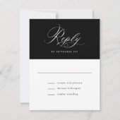 Elegantes Script Schwarz und Weiß Klassische Hochz RSVP Karte (Vorderseite)