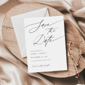 Elegantes Script Schwarz und Weiß Klassische Hochz Save The Date