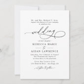 Elegantes Script Schwarz und Weiß Minimal Wedding Einladung (Vorderseite)