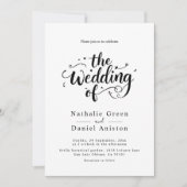 Elegantes Script Schwarz und Weiß Moderne Hochzeit Einladung (Vorderseite)