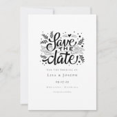 Elegantes Script, Schwarz und Weiß Save the Date (Vorderseite)
