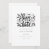Elegantes Script, Schwarz und Weiß Save the Date (Vorne/Hinten)