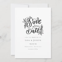 Elegantes Script, Schwarz und Weiß Save the Date