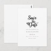 Elegantes Script, Schwarz und Weiß Save the Date Postkarte (Vorne/Hinten)