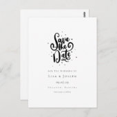Elegantes Script, Schwarz und Weiß Save the Date Postkarte (Vorne/Hinten)