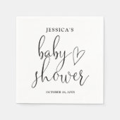 Elegantes Script Schwarz-Weiß-Baby-Dusche Serviette (Vorderseite)