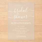 Elegantes Script, Schwarz-Weiß-Brautparty Acryleinladungen (Vorderseite)