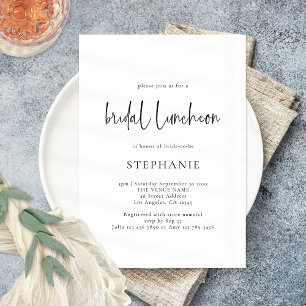 Elegantes Script Schwarz-weiß Bridal Luncheon Dusc Einladung